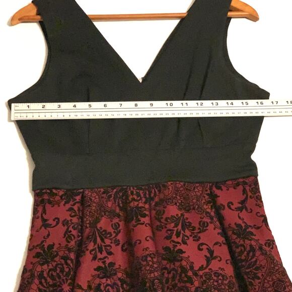 Haute Monde Womens Fit & Flare Party Dress Knee Length Black Maroon Velvet XL - Picture 6 of 10